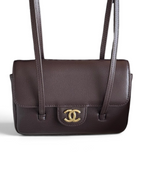 Chanel 26P Preppy Coco Mini Bag in Dark Brown Caviar Leather - Front View