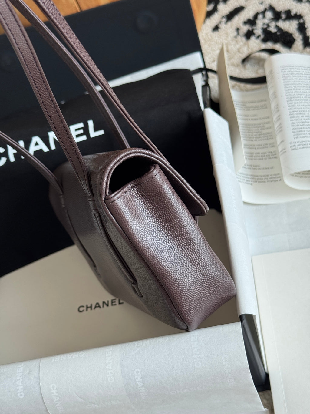 Chanel 26P Preppy Coco Mini Bag in Dark Brown Caviar Leather - Detail View 4
