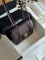 Chanel 26P Preppy Coco Mini Bag in Dark Brown Caviar Leather - Detail View 3