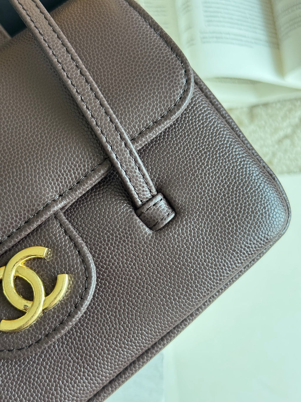 Chanel 26P Preppy Coco Mini Bag in Dark Brown Caviar Leather - Detail View 6