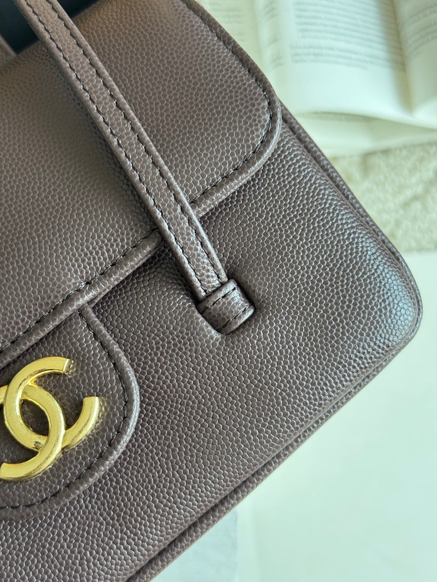 Chanel 26P Preppy Coco Mini Bag in Dark Brown Caviar Leather - Detail View 6