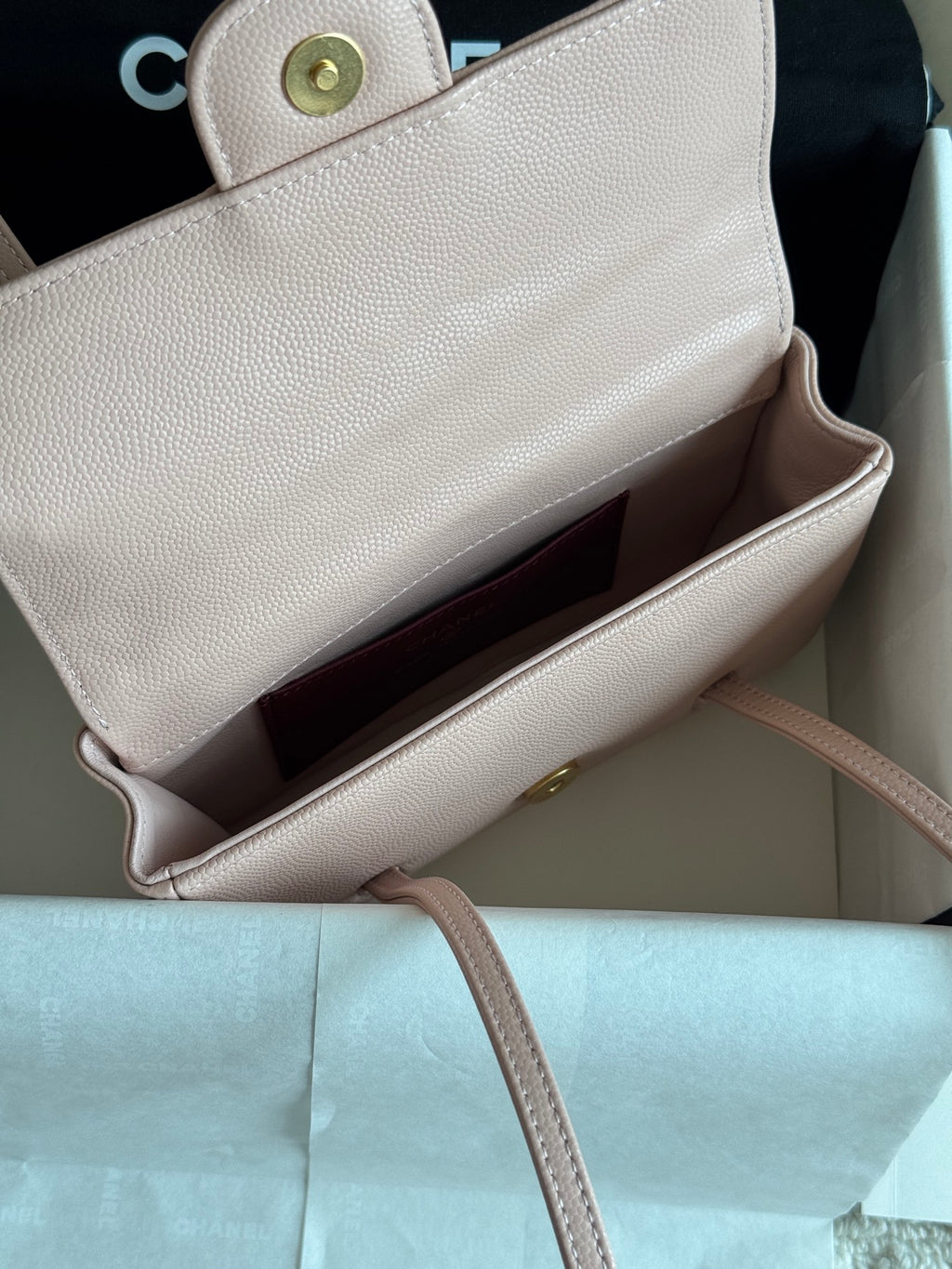 Preppy Coco Mini Bag in Pink Caviar Leather