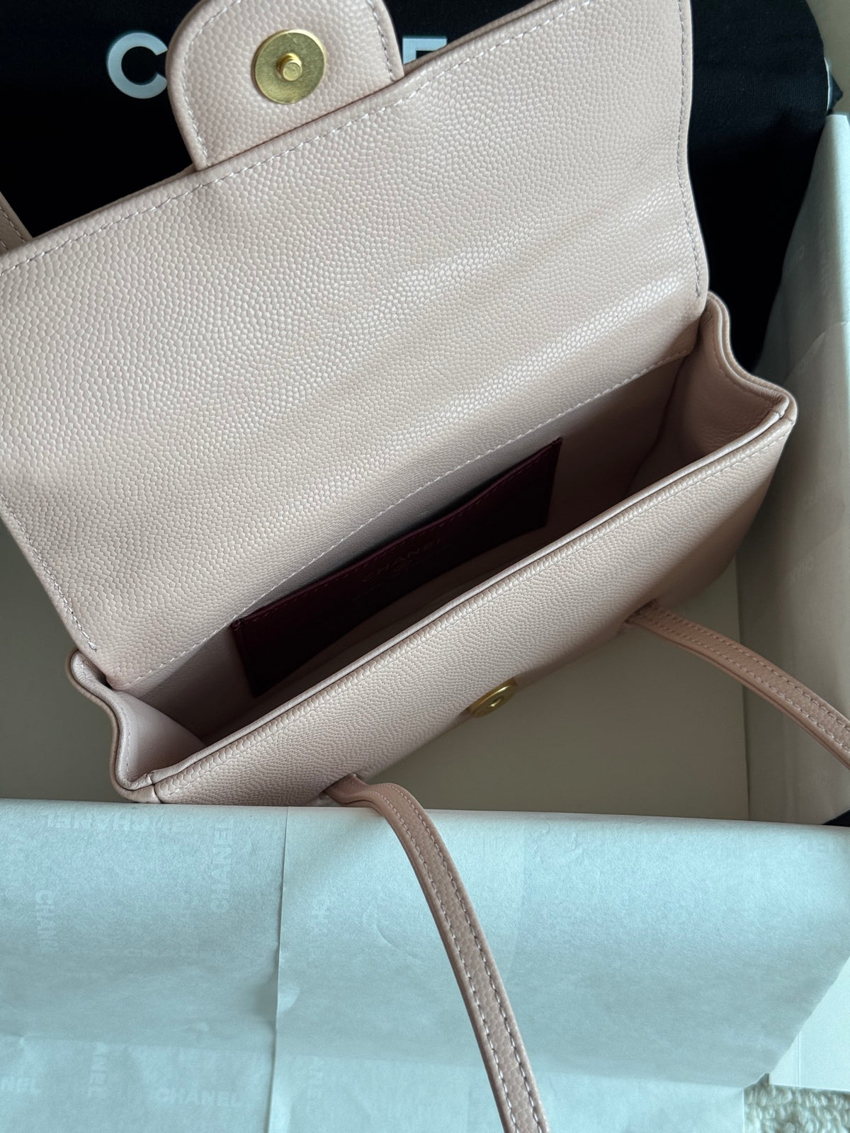 Preppy Coco Mini Bag in Pink Caviar Leather
