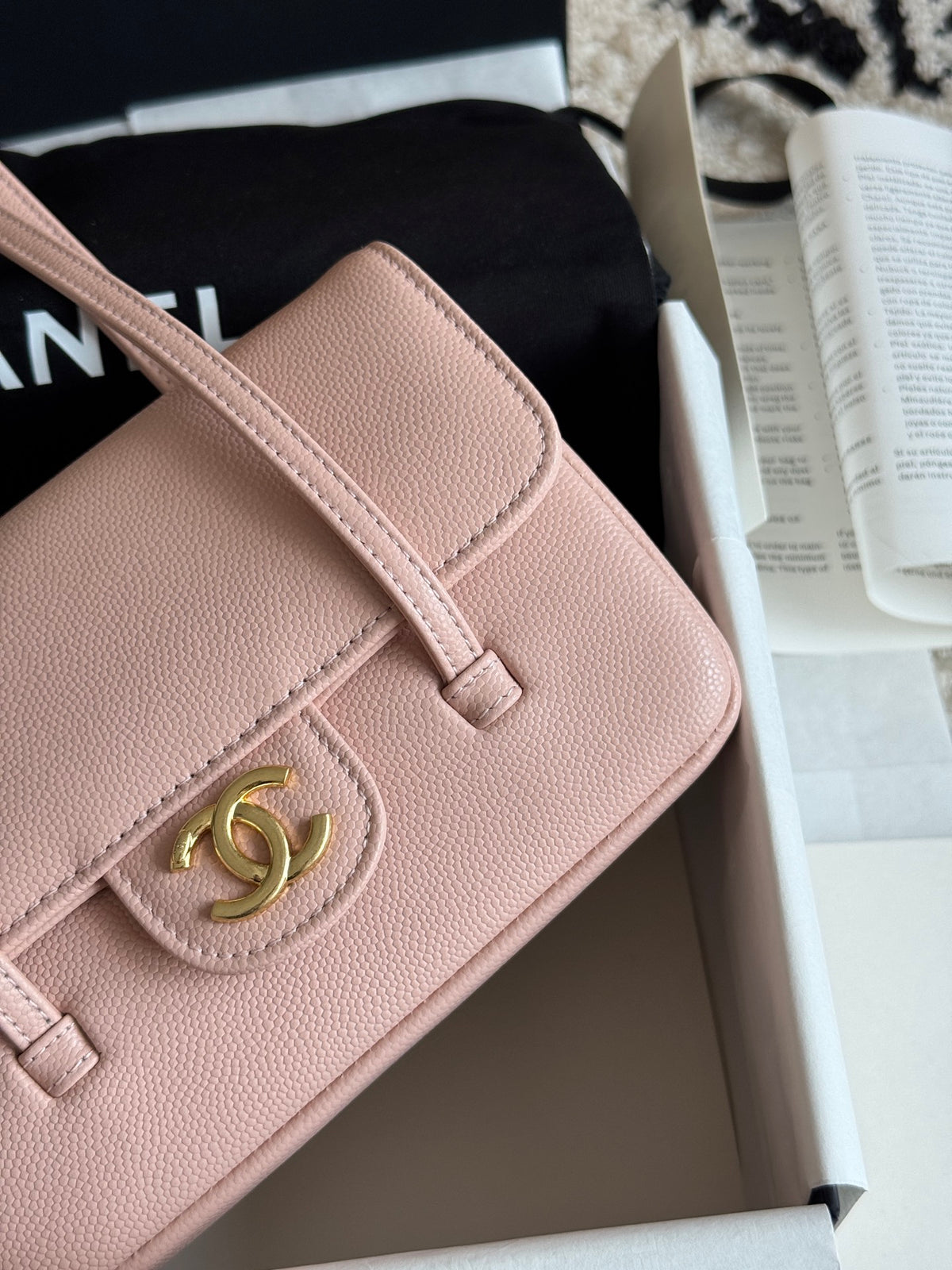 Preppy Coco Mini Bag in Pink Caviar Leather