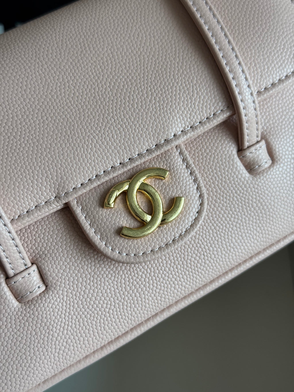 Preppy Coco Mini Bag in Pink Caviar Leather