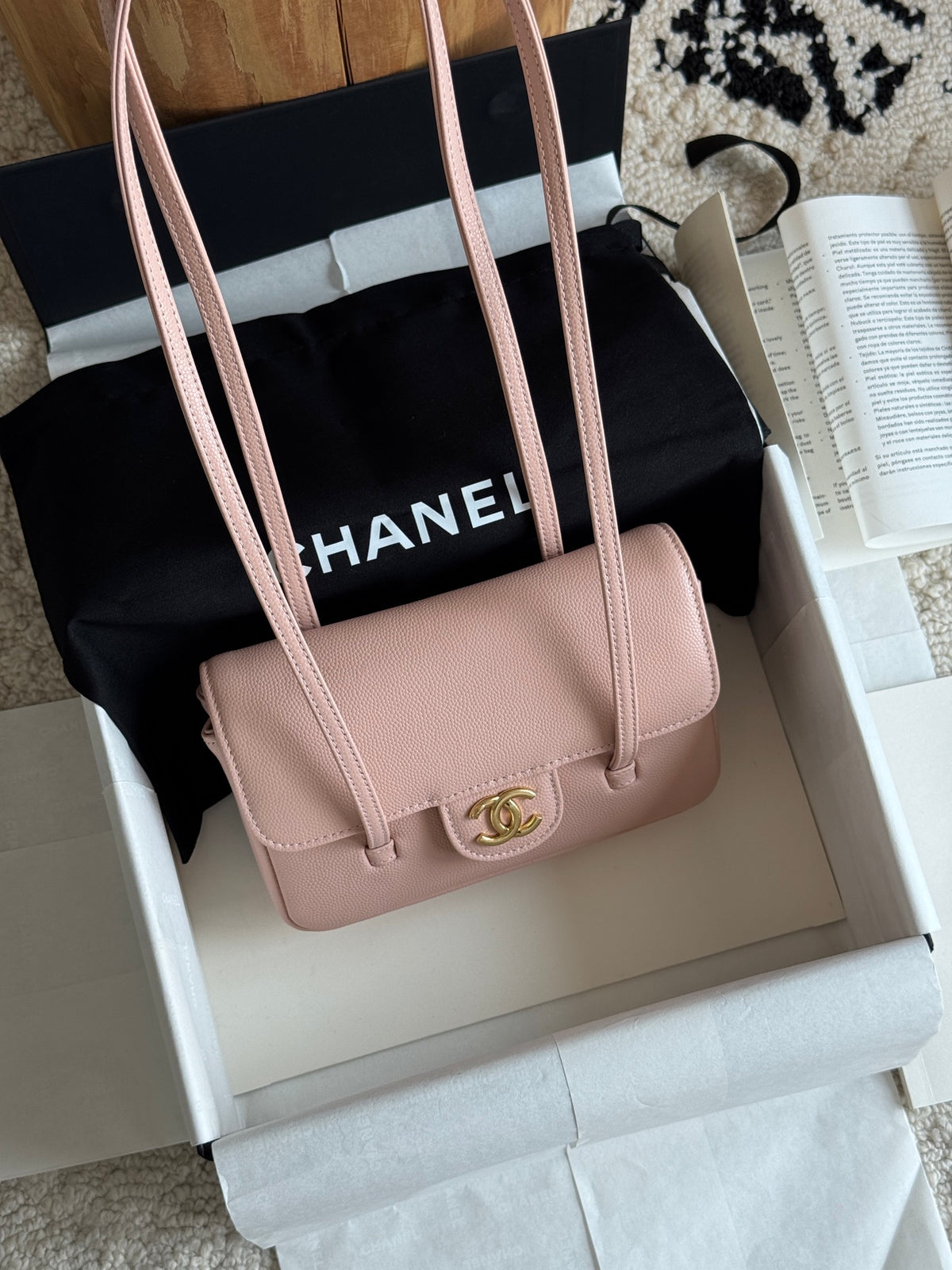 Preppy Coco Mini Bag in Pink Caviar Leather