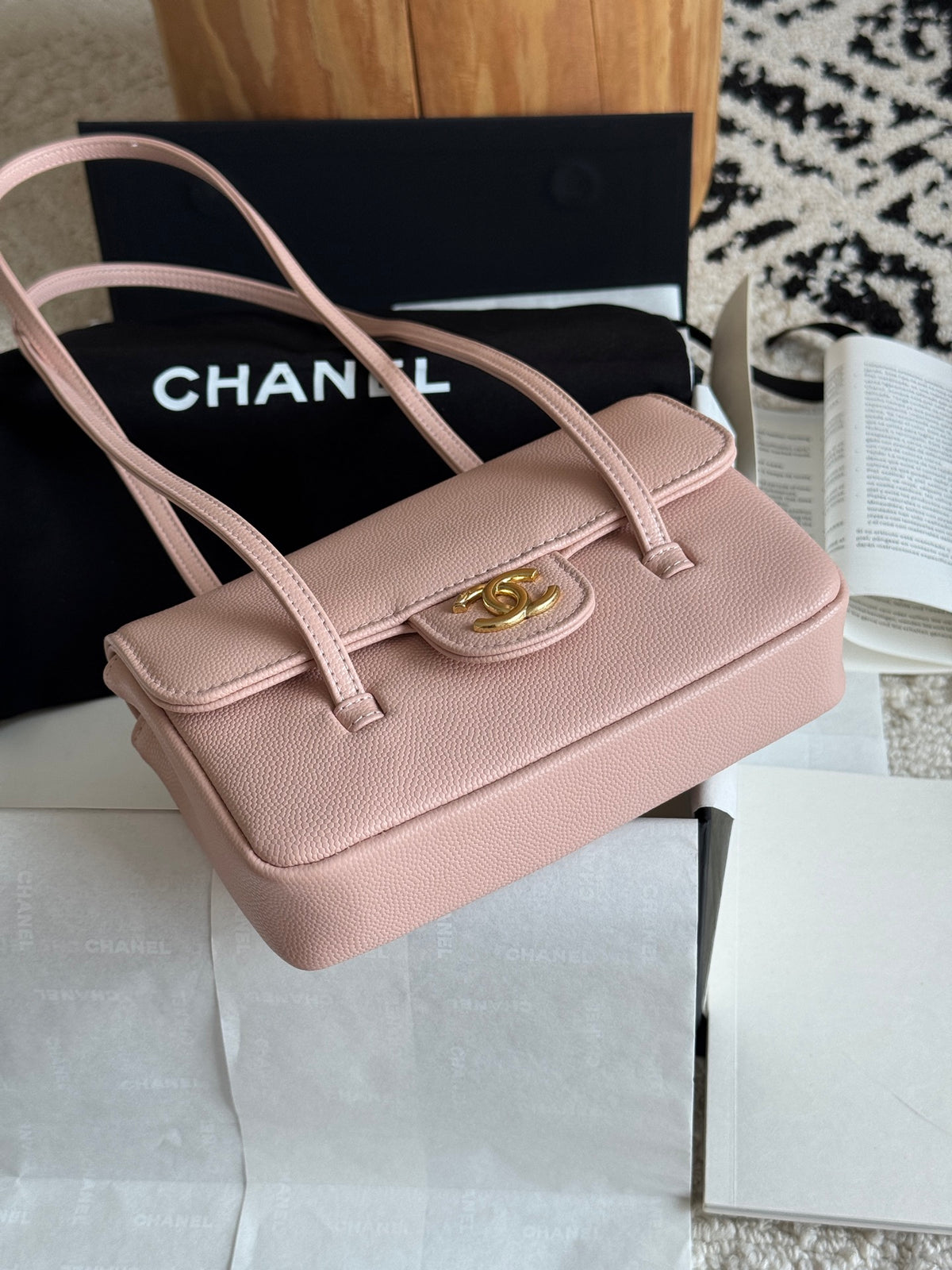 Preppy Coco Mini Bag in Pink Caviar Leather