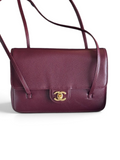 Chanel 26P Preppy Coco Small Bag in Burgundy Caviar Leather - Front View