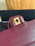 Chanel 26P Preppy Coco Small Bag in Burgundy Caviar Leather - Detail View 7