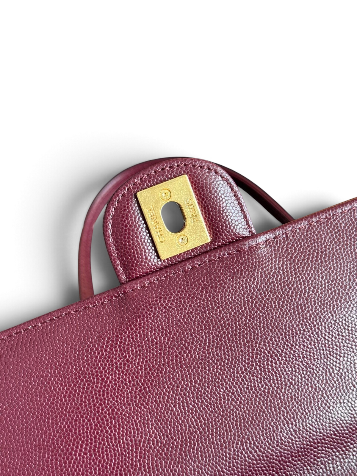 Chanel 26P Preppy Coco Small Bag in Burgundy Caviar Leather - Detail View 7