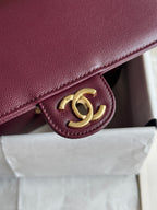 Chanel 26P Preppy Coco Small Bag in Burgundy Caviar Leather - Detail View 6