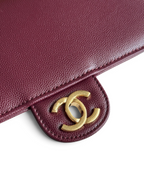 Chanel 26P Preppy Coco Small Bag in Burgundy Caviar Leather - Detail View 6