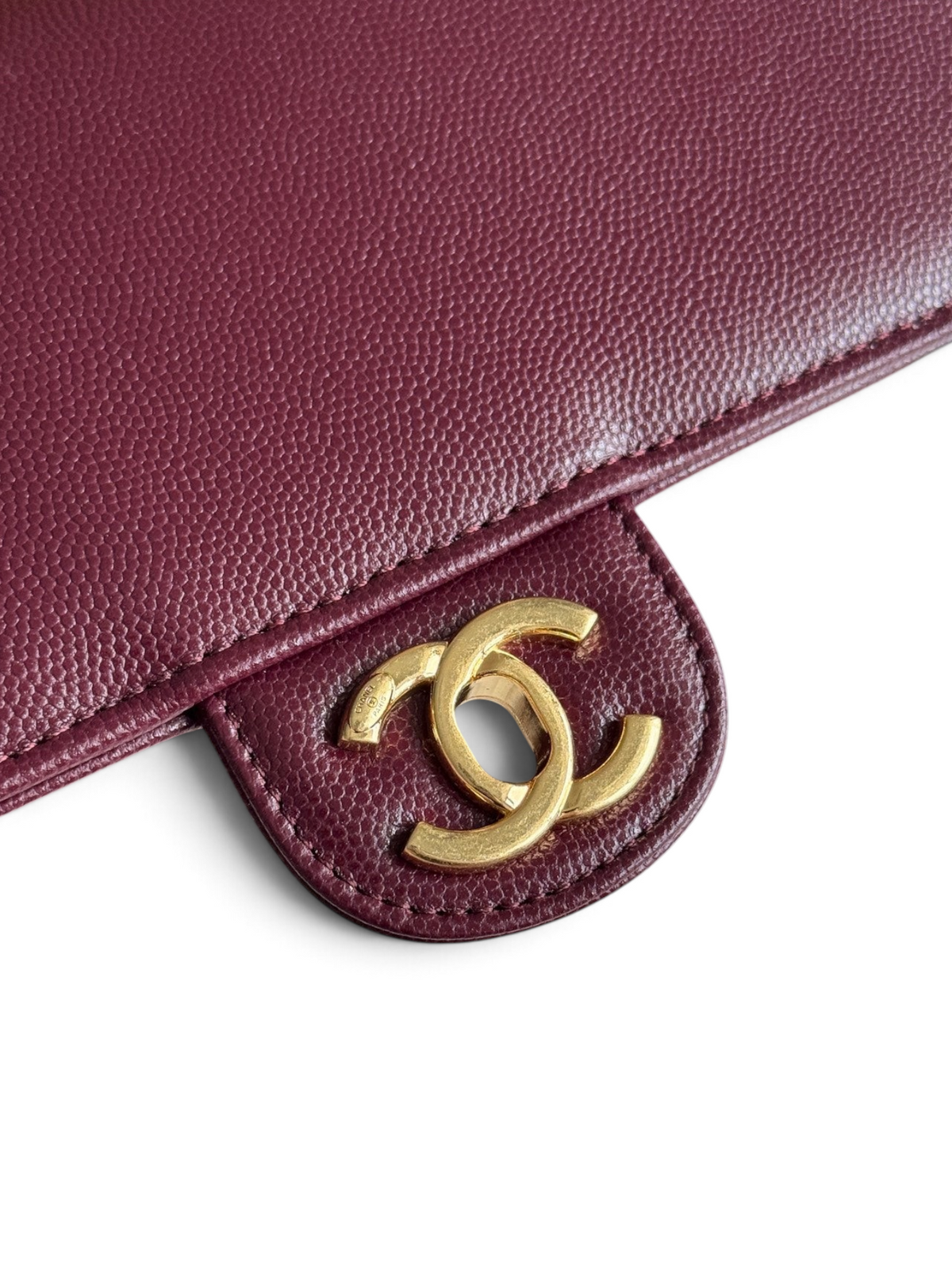 Chanel 26P Preppy Coco Small Bag in Burgundy Caviar Leather - Detail View 6