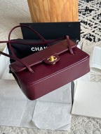 Chanel 26P Preppy Coco Small Bag in Burgundy Caviar Leather - Detail View 4