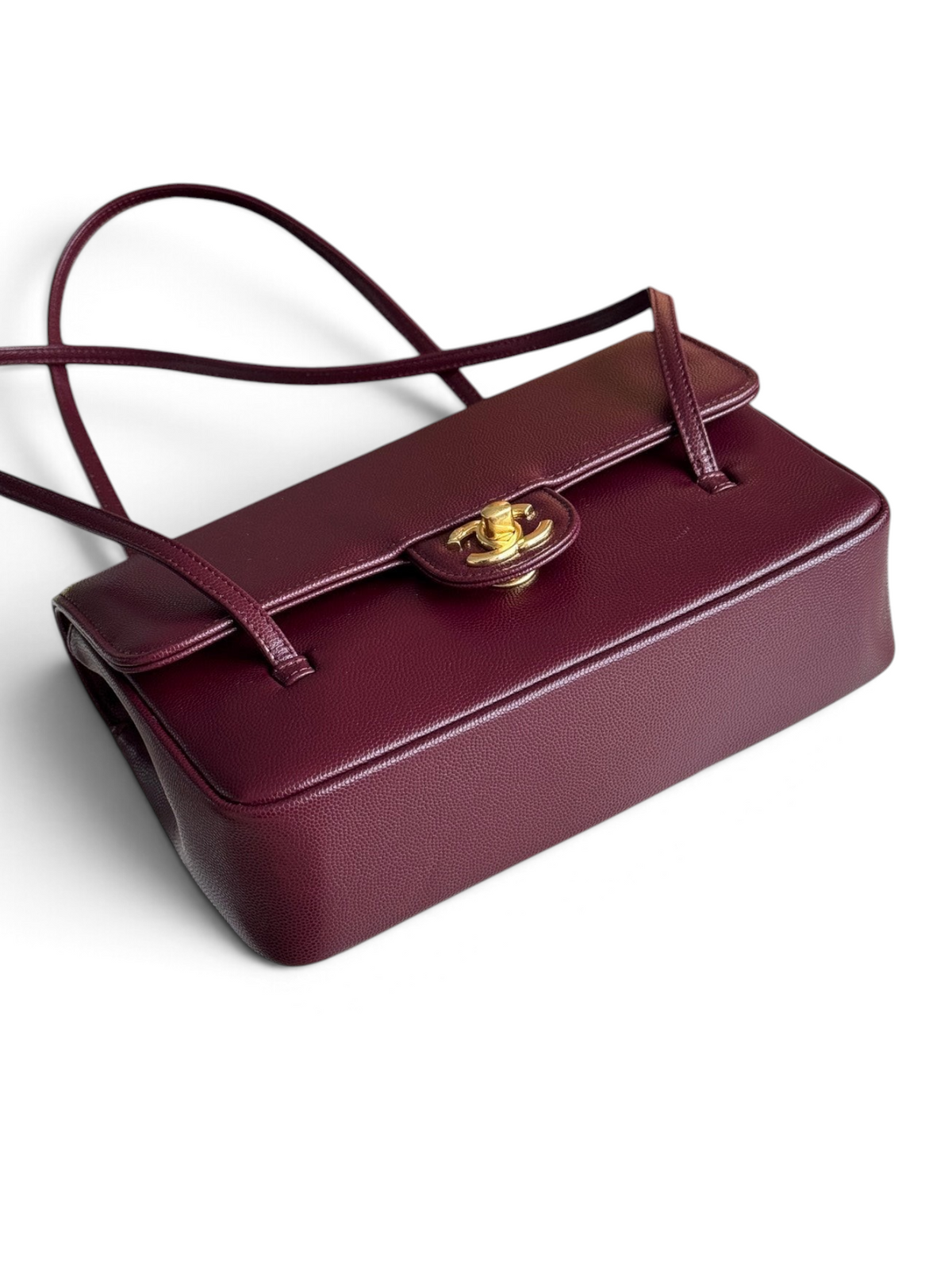 Chanel 26P Preppy Coco Small Bag in Burgundy Caviar Leather - Detail View 4