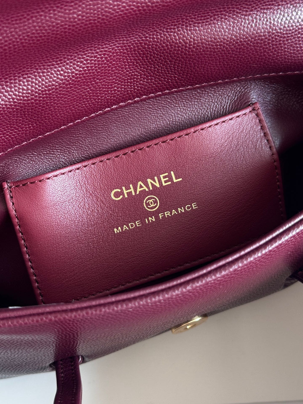 Preppy Coco Mini Bag in Burgundy Caviar Leather