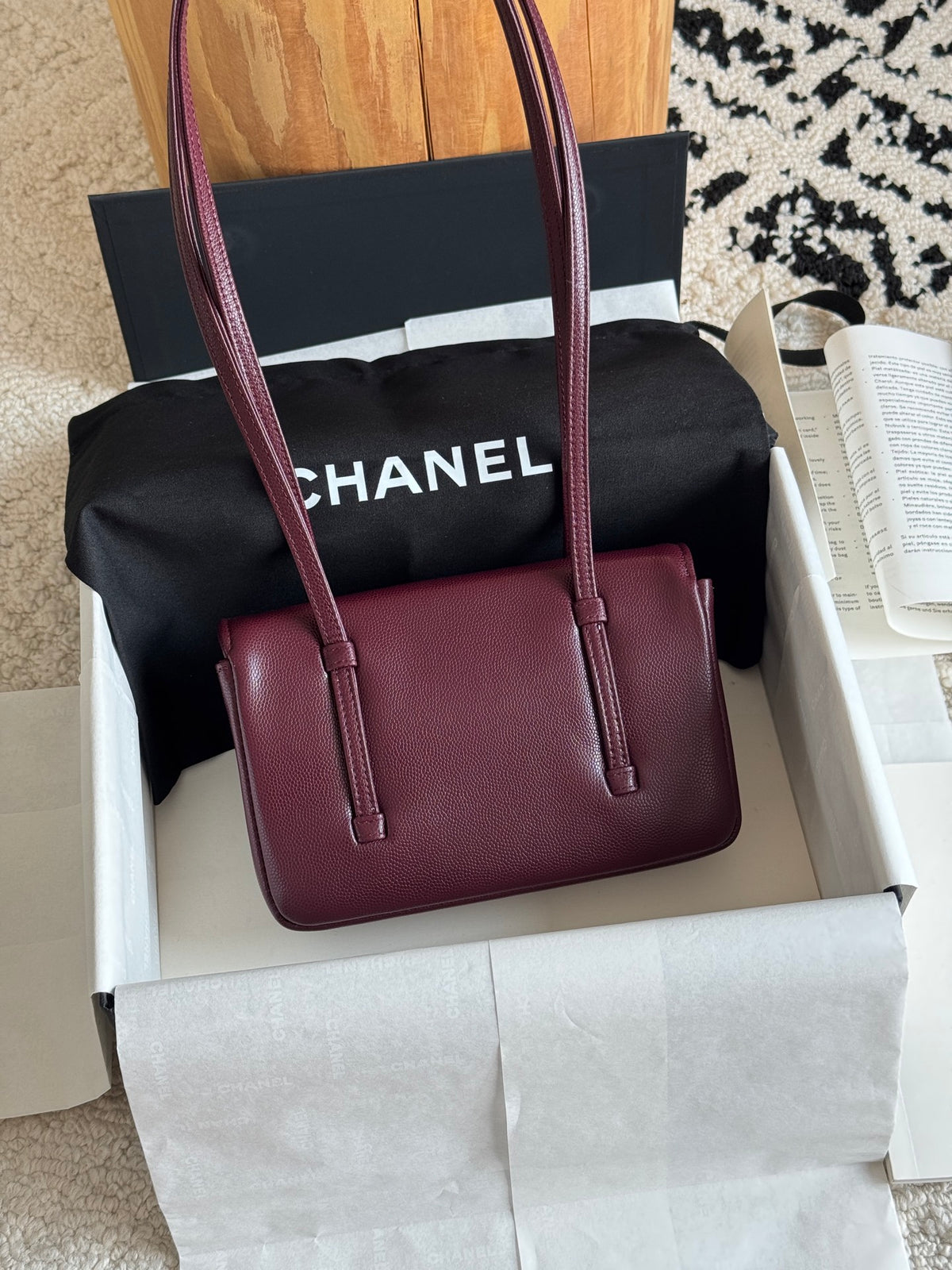 Preppy Coco Mini Bag in Burgundy Caviar Leather