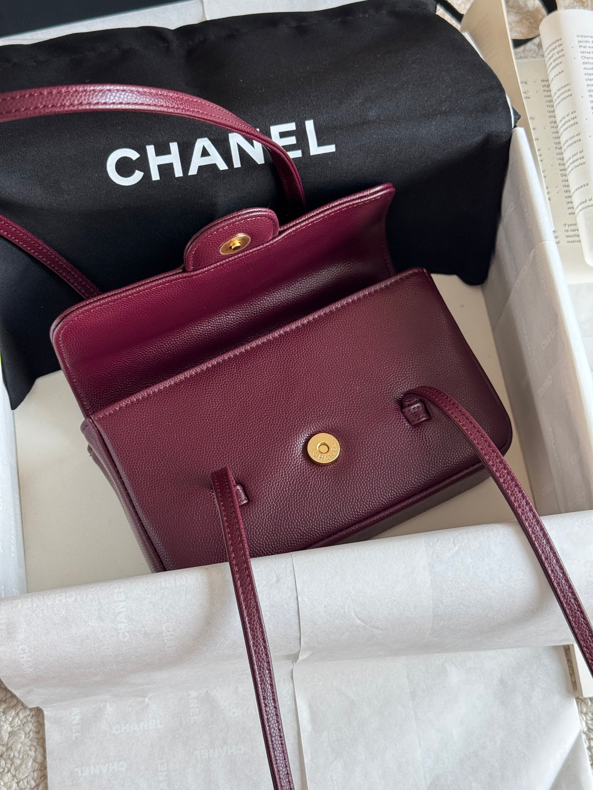 Preppy Coco Mini Bag in Burgundy Caviar Leather