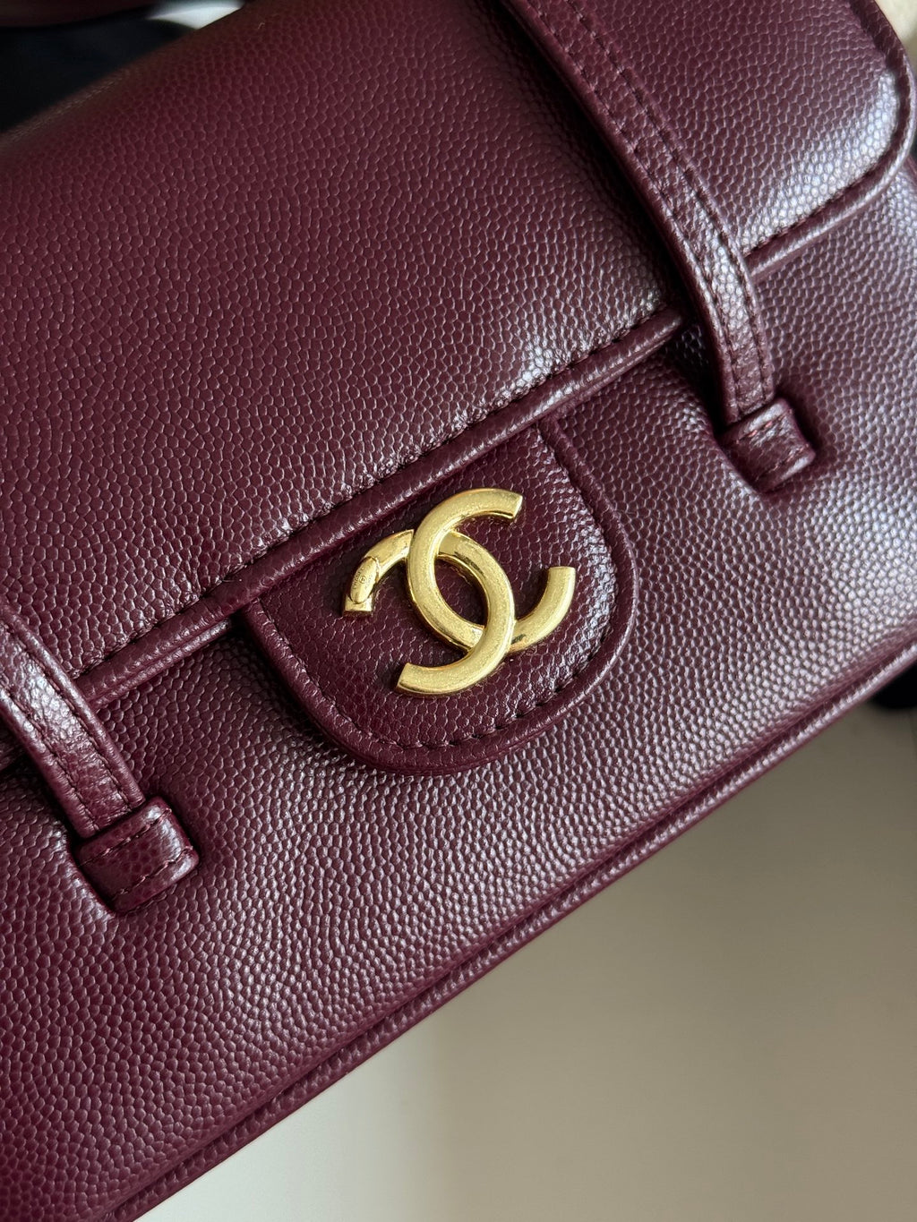 Preppy Coco Mini Bag in Burgundy Caviar Leather