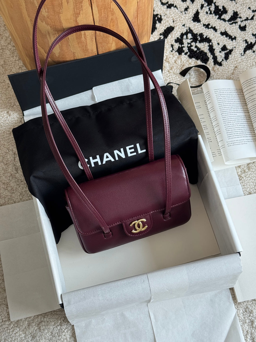 Preppy Coco Mini Bag in Burgundy Caviar Leather