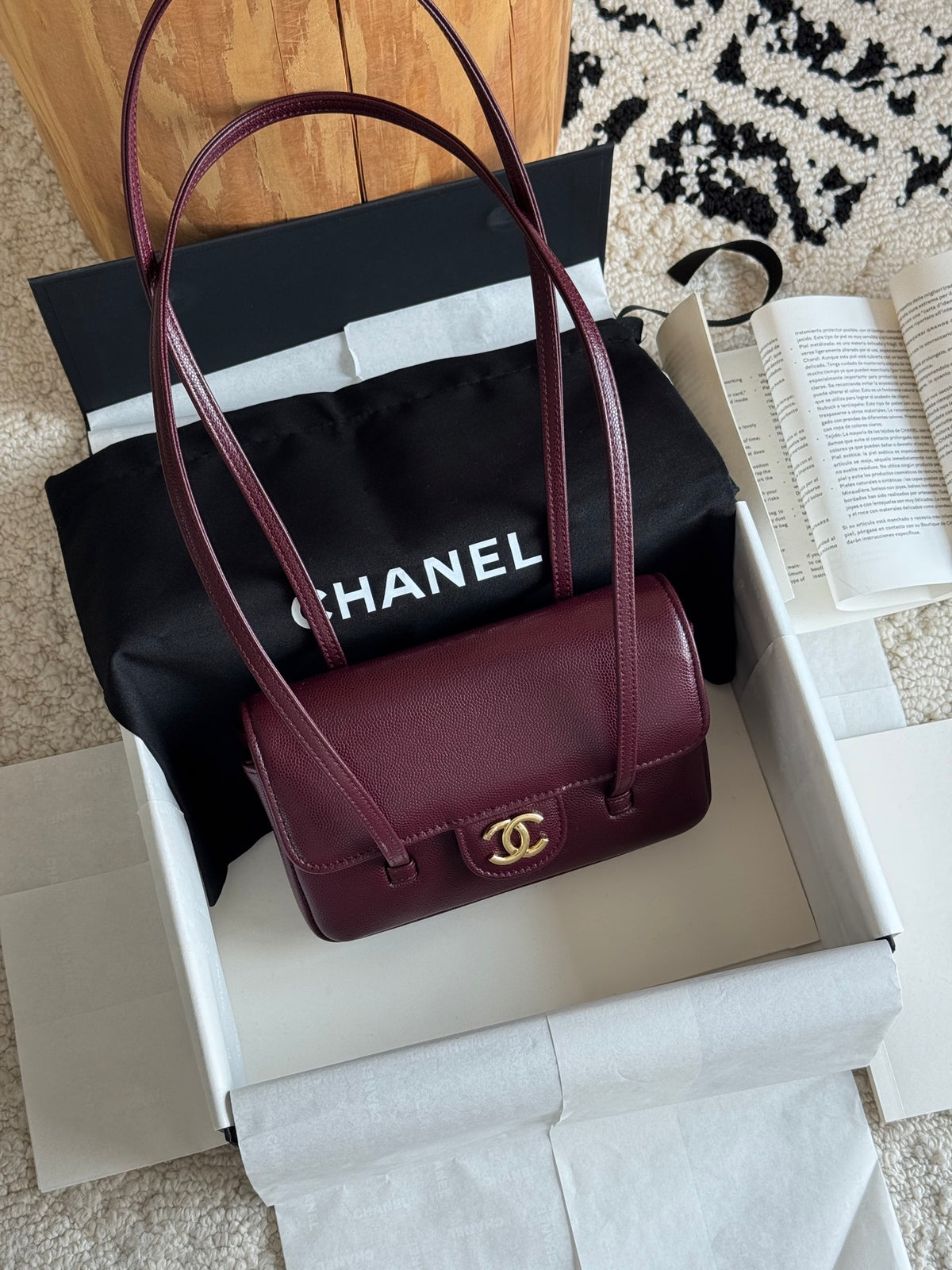 Preppy Coco Mini Bag in Burgundy Caviar Leather