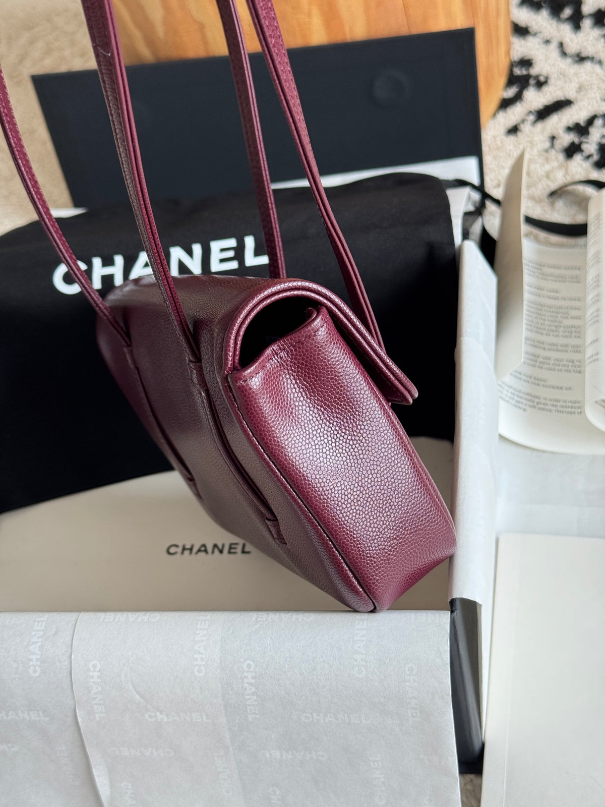 Preppy Coco Mini Bag in Burgundy Caviar Leather
