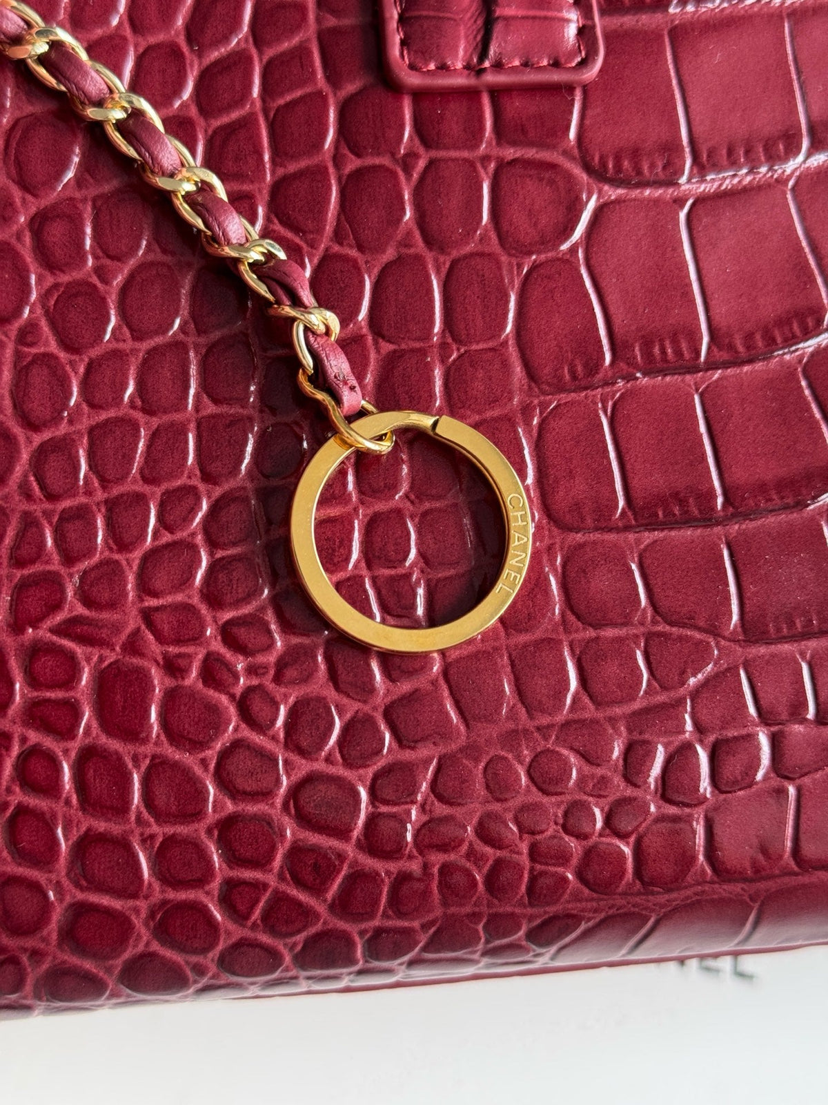 26S Cerf Tote Bag in Black Crocodile-Embossed Leather