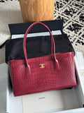 26S Cerf Tote Bag in Black Crocodile-Embossed Leather