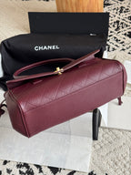 26S Small Shopping Bag in Dark Burgundy Grained Calfskin