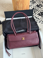 26S Small Shopping Bag in Dark Burgundy Grained Calfskin