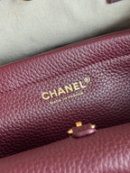 26S Small Shopping Bag in Dark Burgundy Grained Calfskin