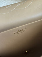 26S Large Maxi Flap Bag in Dark Beige Suede Calfskin