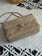 26S Large Maxi Flap Bag in Dark Beige Suede Calfskin