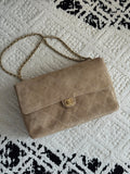 26S Large Maxi Flap Bag in Dark Beige Suede Calfskin