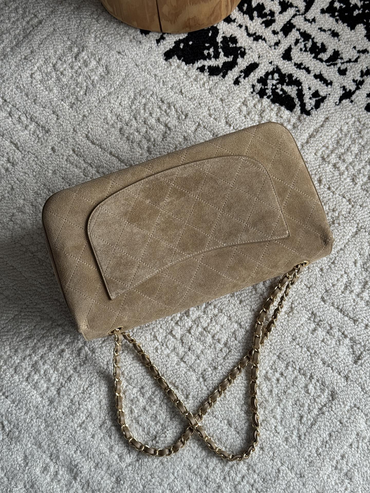 26S Maxi Flap Bag in Dark Beige Suede Calfskin