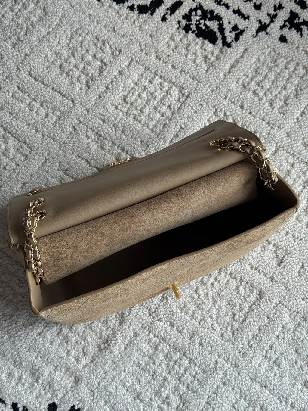 26S Maxi Flap Bag in Dark Beige Suede Calfskin