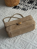 26S Maxi Flap Bag in Dark Beige Suede Calfskin