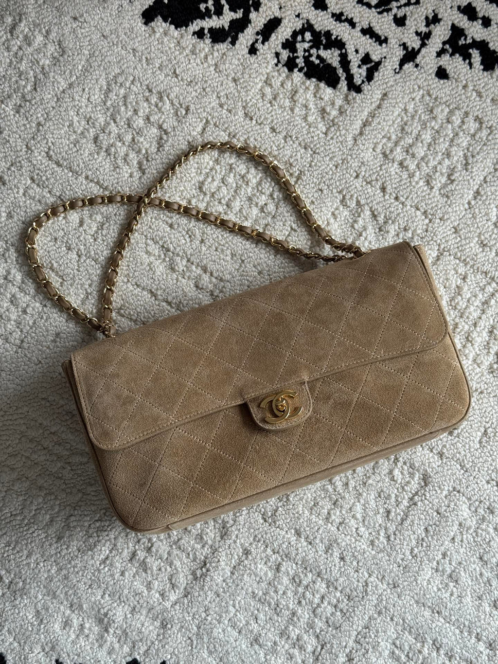 26S Maxi Flap Bag in Dark Beige Suede Calfskin