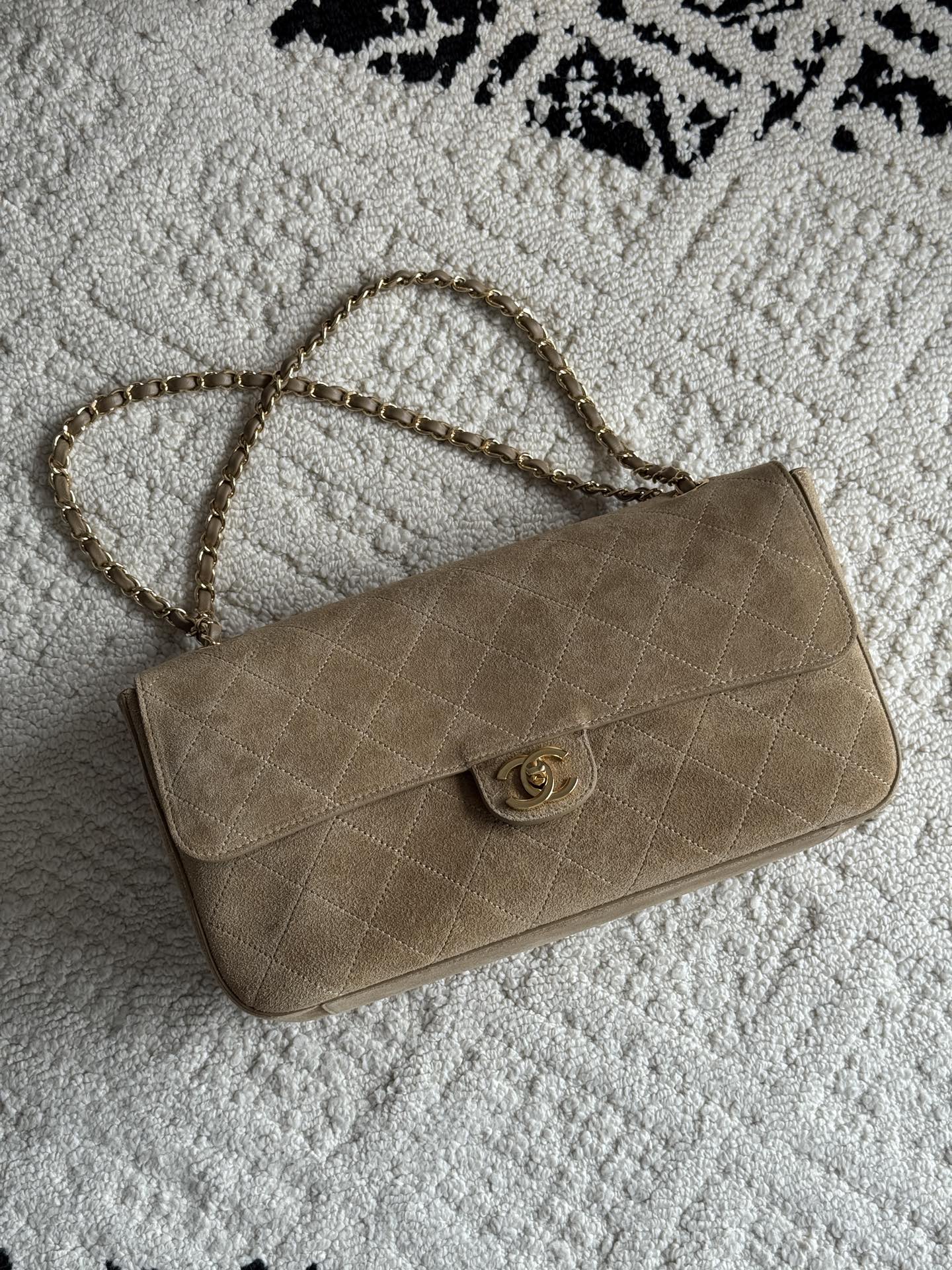 26S Maxi Flap Bag in Dark Beige Suede Calfskin