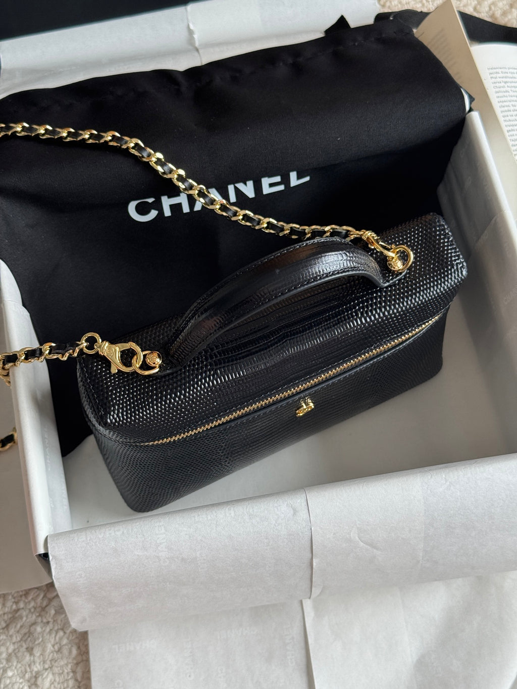 26A Small Vanity Case with Chain in Lizard-Embossed Calfskin Bag