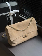 Quilted Suede Maxi Flap Shoulder Bag 38cm - View 2