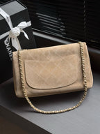 Quilted Suede Maxi Flap Shoulder Bag 38cm - View 3