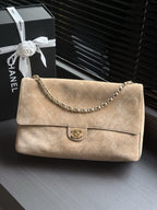 Quilted Suede Maxi Flap Shoulder Bag 38cm - View 1