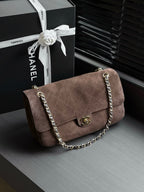 Quilted Suede Maxi Flap Shoulder Bag 32cm - View 2
