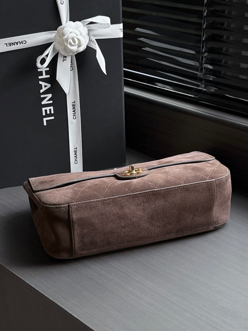 Quilted Suede Maxi Flap Shoulder Bag 32cm - View 4