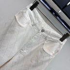 Quilted Denim Wide-Leg Jeans - White - View 2