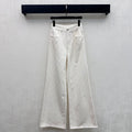 Quilted Denim Wide-Leg Jeans - White - View 1