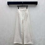 Quilted Denim Wide-Leg Jeans - White - View 1