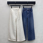 Quilted Denim Wide-Leg Jeans - White - View 7