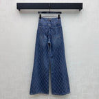 Quilted Denim Wide-Leg Jeans - Blue - View 5